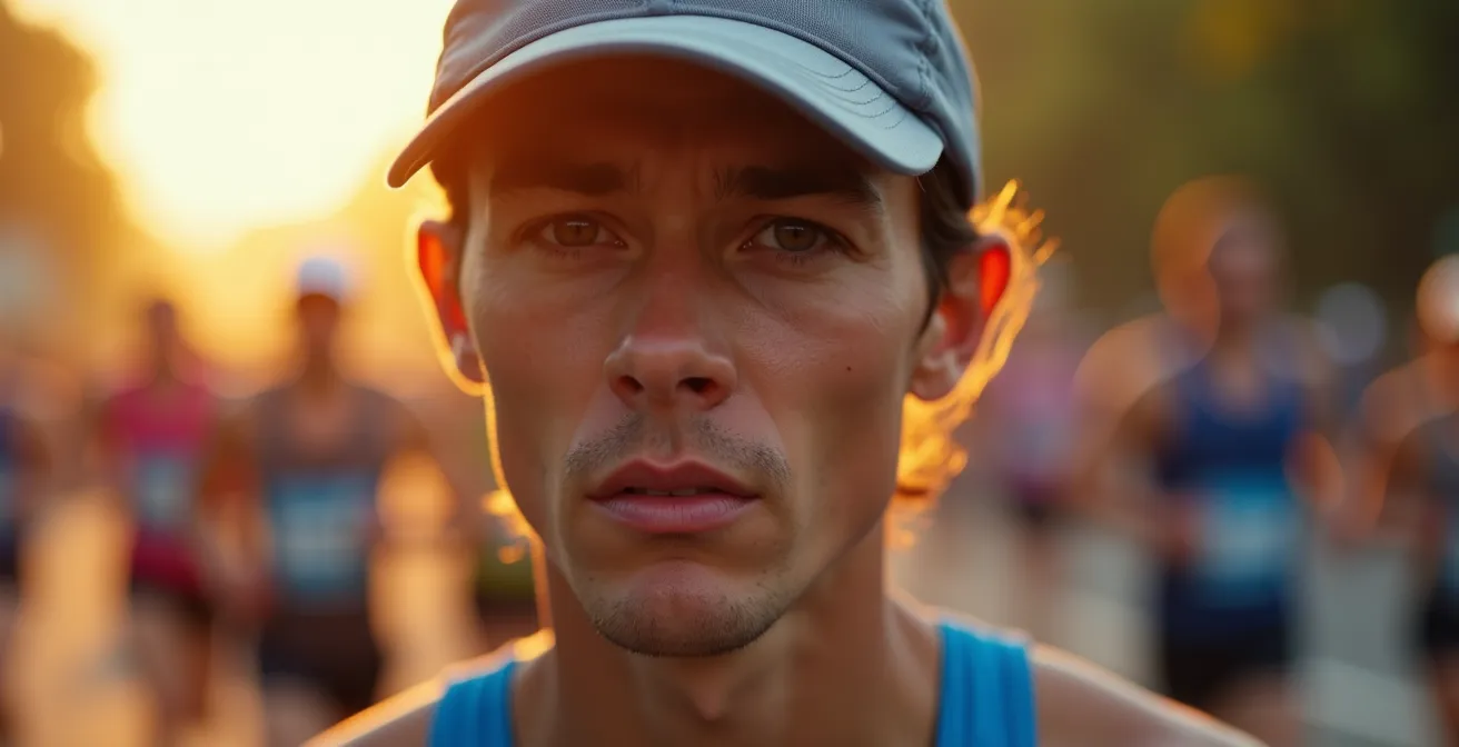 Marathonläufer in der Wartezone vor dem Start