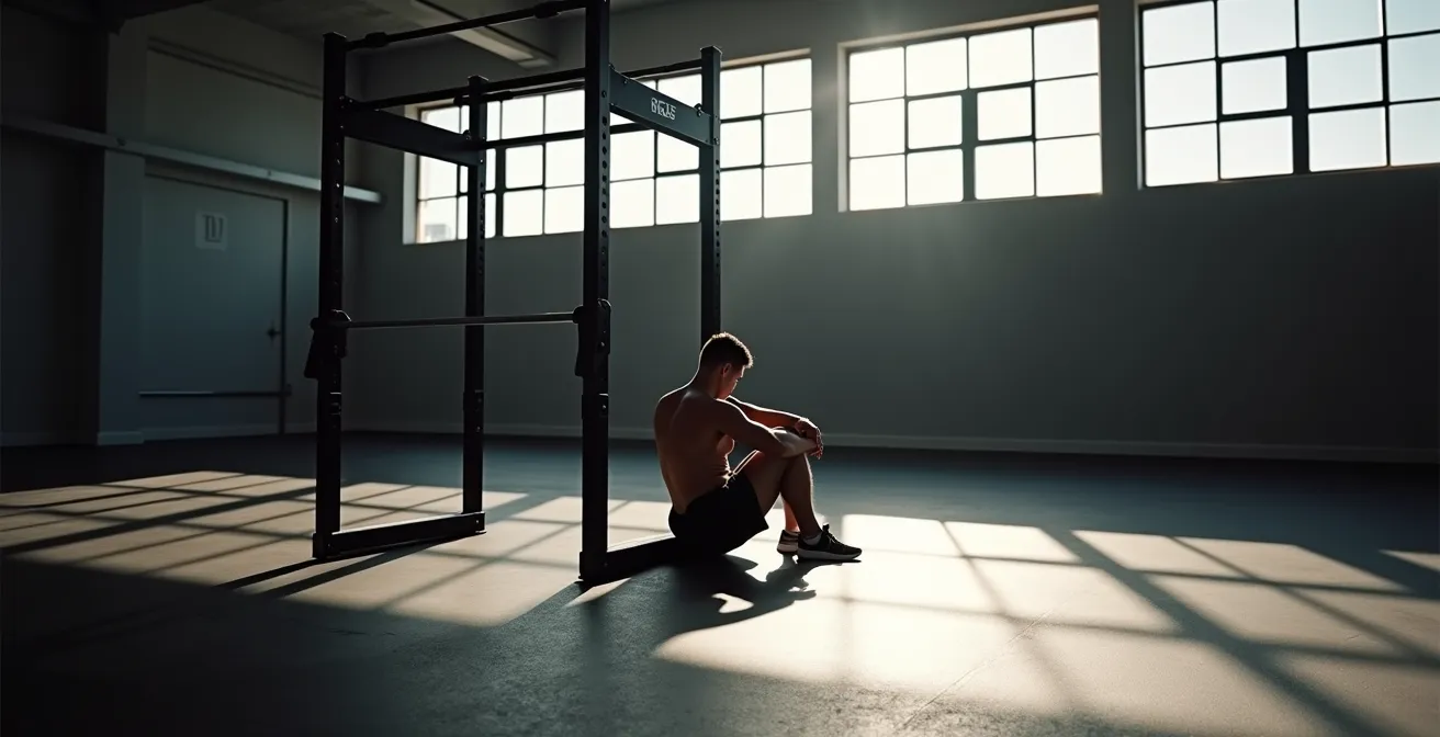 Athlet bereitet Gluteus medius mit Lacrosse Ball vor Kniebeugen vor